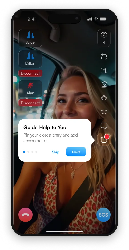 The Guide Help to You prompt on a live stream: pin your closest entry and add access notes