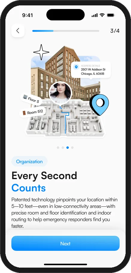 Organization onboarding in 3rd-i: Every Second Counts, indoor routing to your exact room and floor
