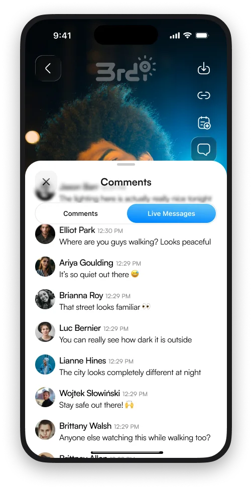 The live messages viewers sent during a stream, saved with the recording