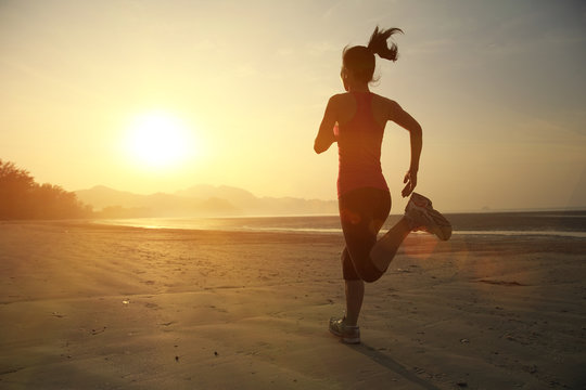 A person jogging alone outdoors